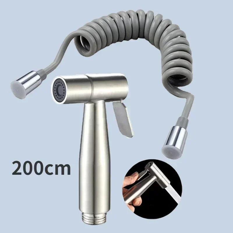 Stainless Steel Handheld Bidet Sprayer Set + Stretchable Hose