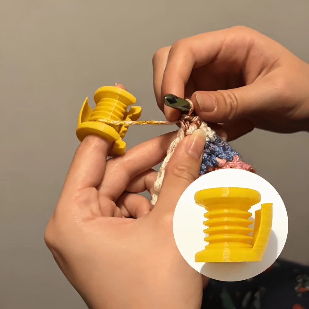 Random Crochet Finger Yarn Protective Sleeve Plastic Thumb Index