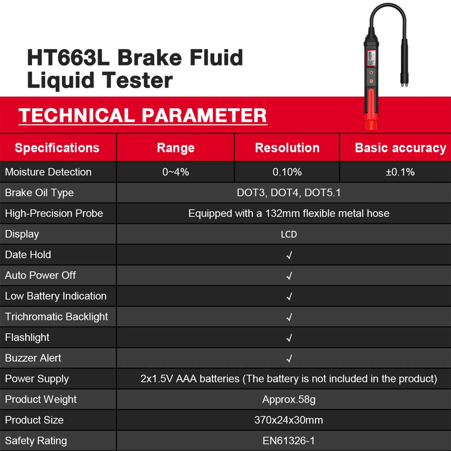 HABOTEST HT663L Digital Brake Fluid Liquid Tester Car Sound Light