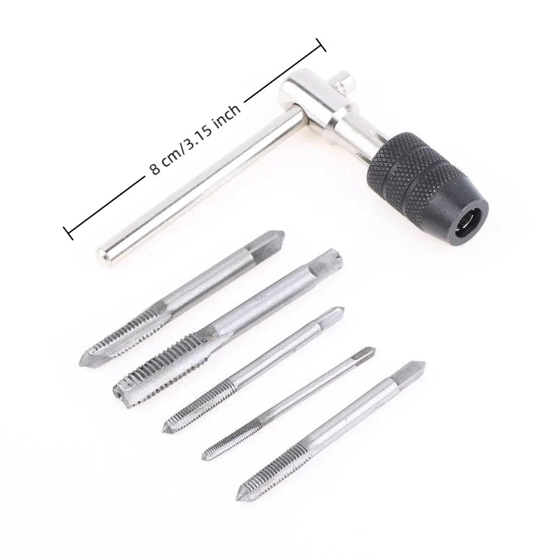 5-Piece T-Handle Tap Wrench Set M3–M8 Thread Tapping Tool Kit Hand Tap Wrench Set Peaceful Pleasures Health and Wellness
