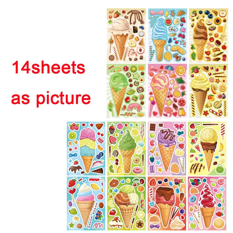 Cartoon Sweet Dessert Stickers Children DIY Toys Assembly Delicious