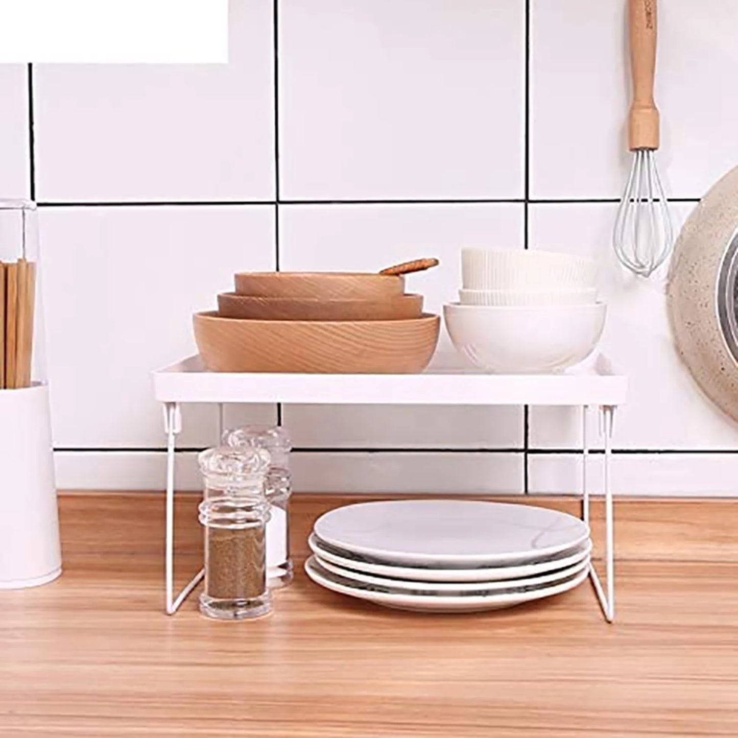A36T-4X Stacking Cabinet Shelf Rack Steel Metal Leg - Cupboard, Plate, Dish, Counter & Pantry Organizer Organization Peaceful Pleasures Health and Wellness