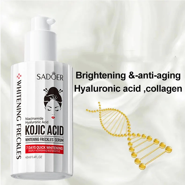 Kojic Acid Serum Strong Brightening Whitening Cream Spots Fine Lines Lighten Skin Tone Rejuvenating Antiage Korean Facial Peaceful Pleasures Health and Wellness