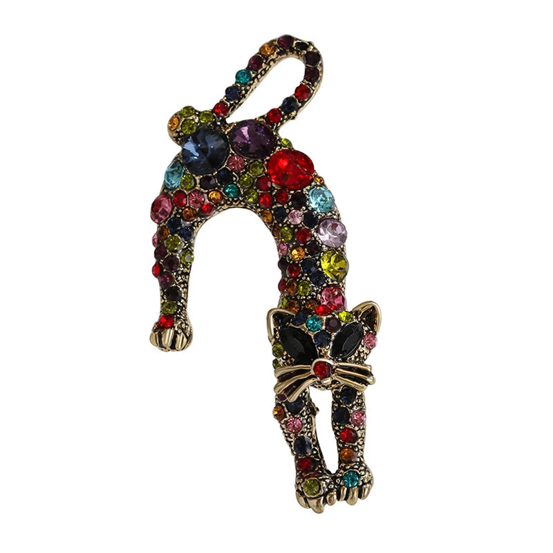 Colorful Lazy Cat Brooch | Elegant Zinc Alloy Cat Pin