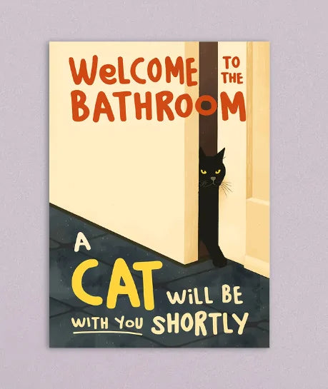Funny Cat Bathroom Canvas Wall Art Print – Cat Lover Gift Canvas Wall Art Print Peaceful Pleasures Health and Wellness TR12276-6 20x30cm Unframed
