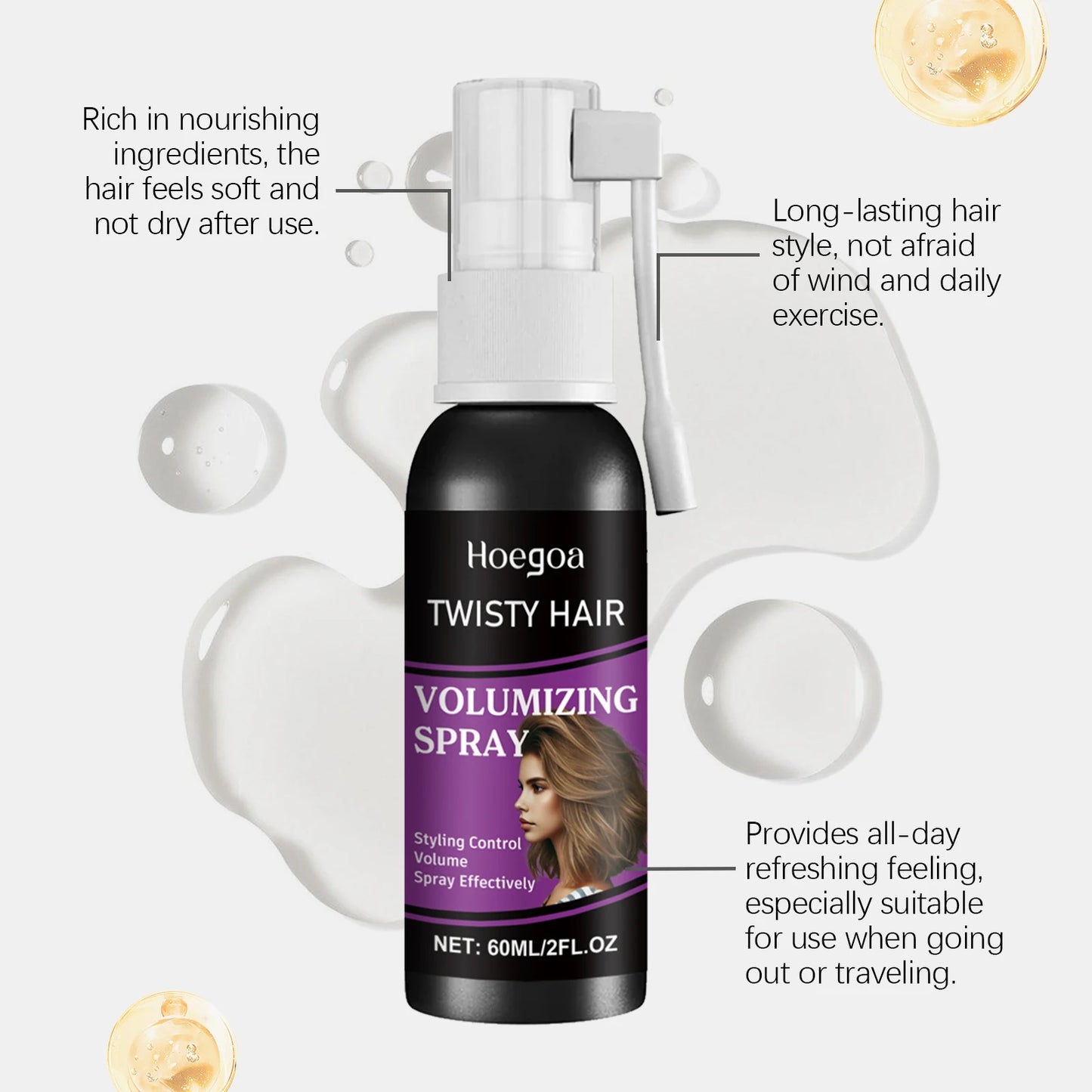 HOEGOA Fluffy Volumizing Hair Spray – Non-Greasy 60ml