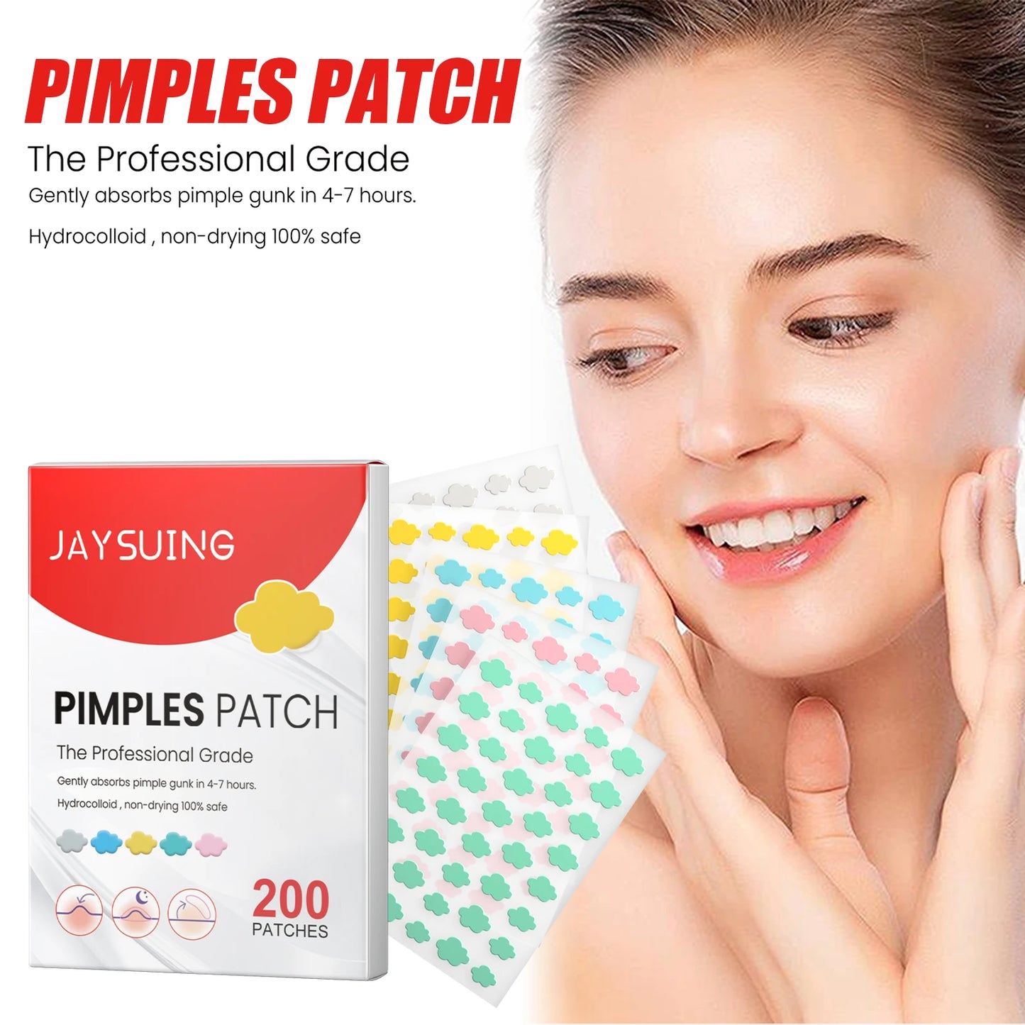 200PCS Cloud Acne Spot Patches Fade Imperfections Cover Pimples Hydrogel Invisible Acne Scar Fading Tool Skincare Tool Peaceful Pleasures Health and Wellness
