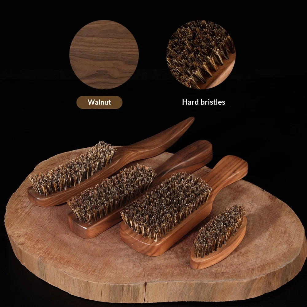 Wood Handle Boar Bristle Beard Brush Shaving Tool Hair Brush Wooden Curved Men Beard Shaving Brush Hair Stylist Mustache Brushes Peaceful Pleasures Health and Wellness