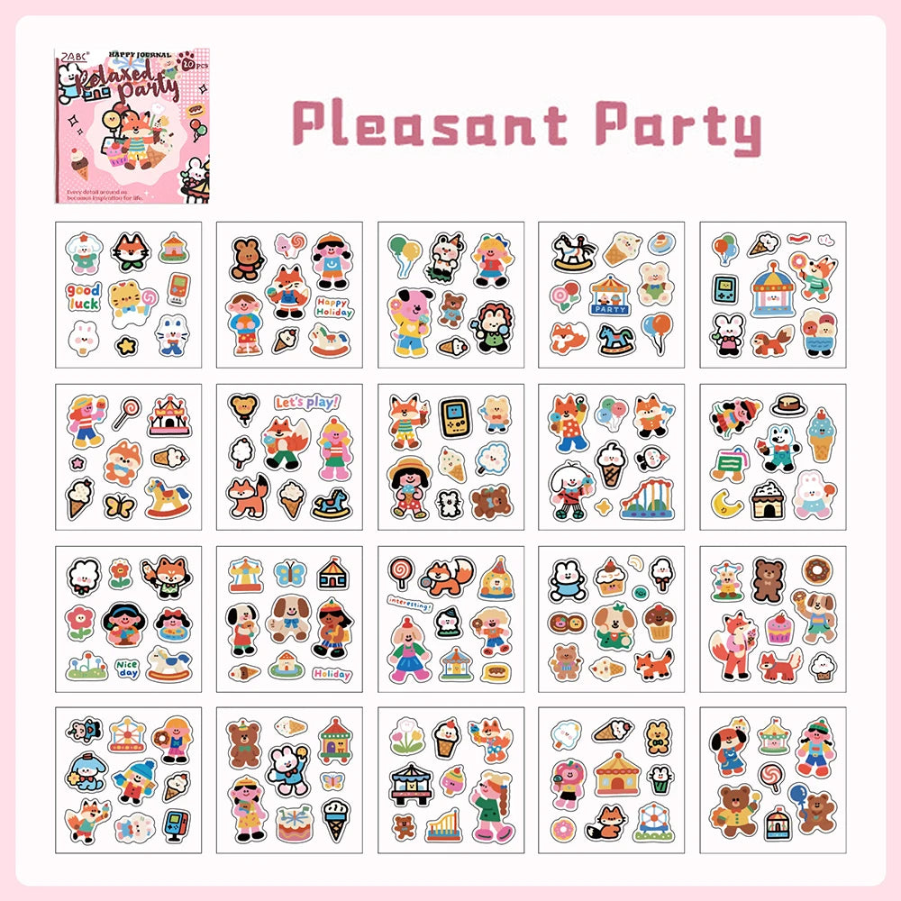 20 Sheets Happy Record Series PET Handbag Sticker Book Student