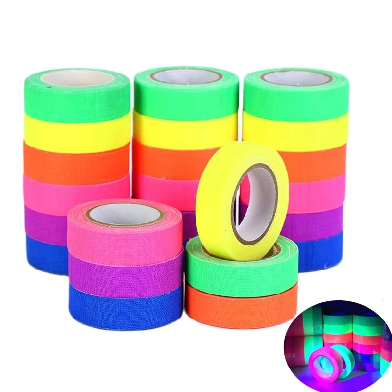 2026 Neon UV Glow Cotton Tape for Party Safety Warning Gaffer Tape with Home & Wedding Decorations Glow-in-the-Dark Tape Peaceful Pleasures Health and Wellness