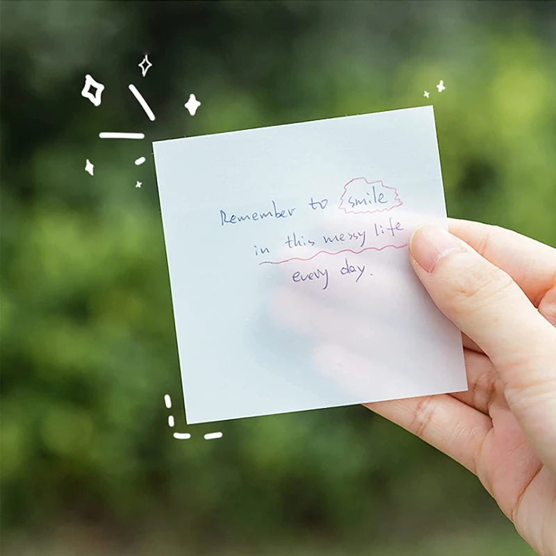 50-Sheet Transparent Waterproof PET Sticky Notes Memo Pad