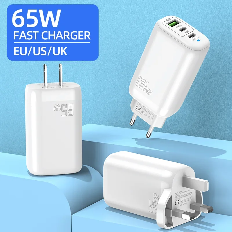 65W USB-C Fast Charger PD | EU US UK Plug – iPhone & Samsung
