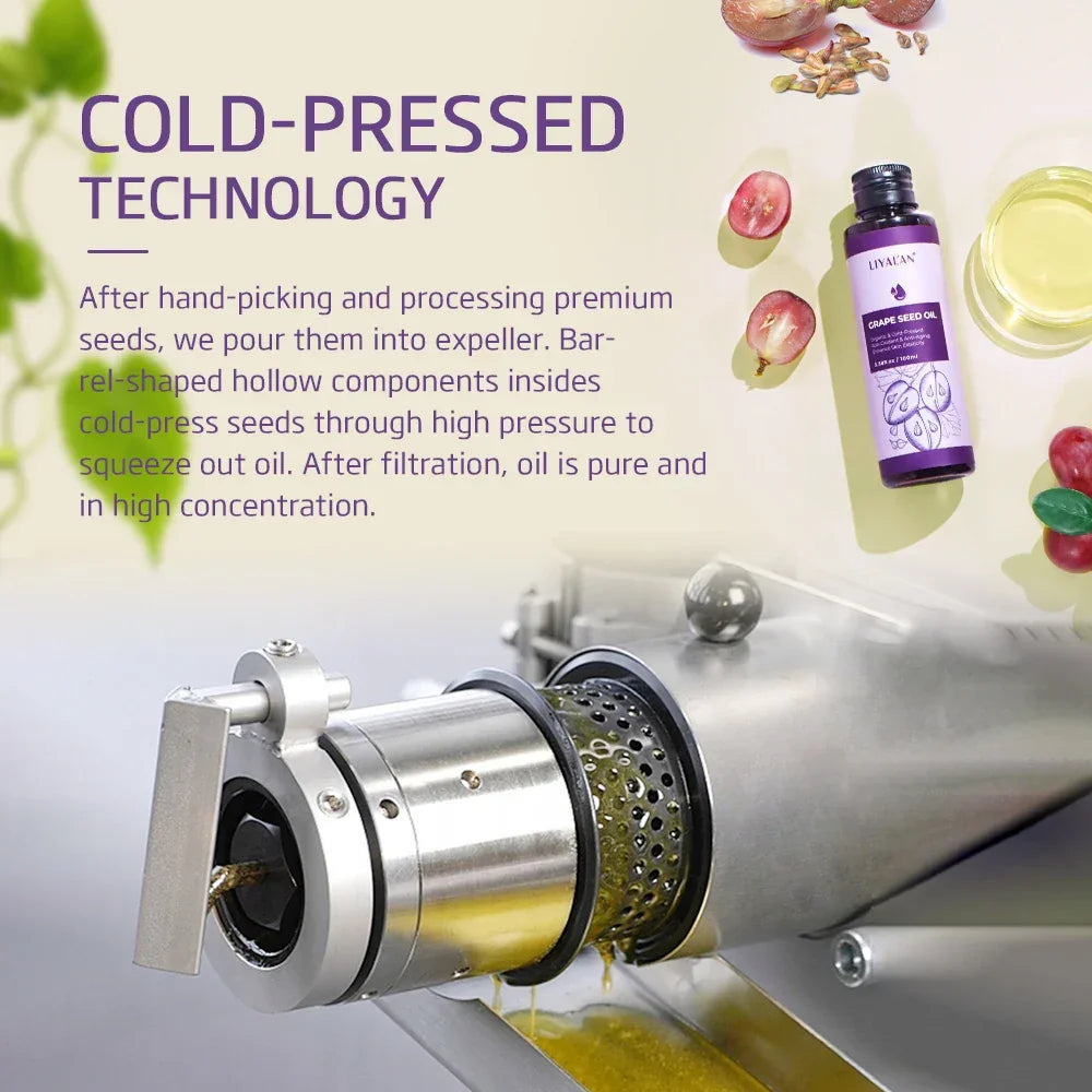 Organic Cold-Pressed Grape Seed Oil – 100ml Carrier Oil Peaceful Pleasures Health and Wellness