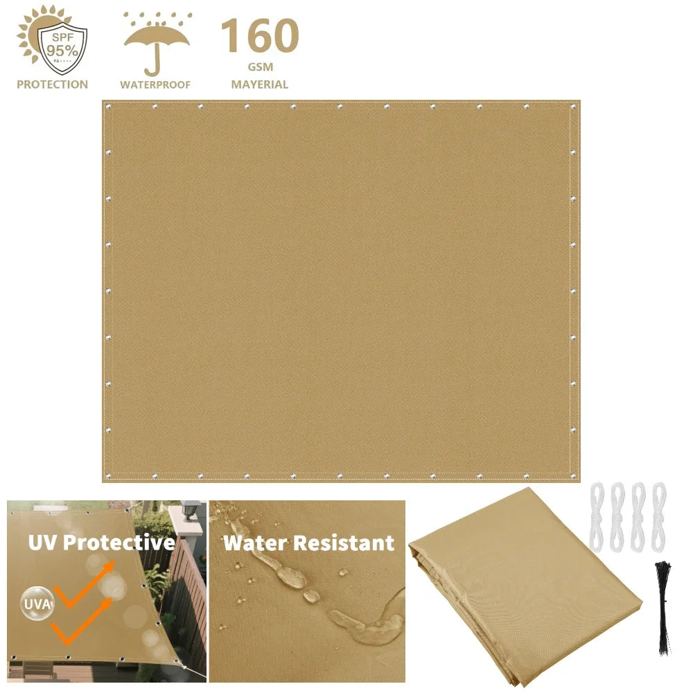 Large Waterproof Sun Shade Sail with Grommets | 95% UV Block