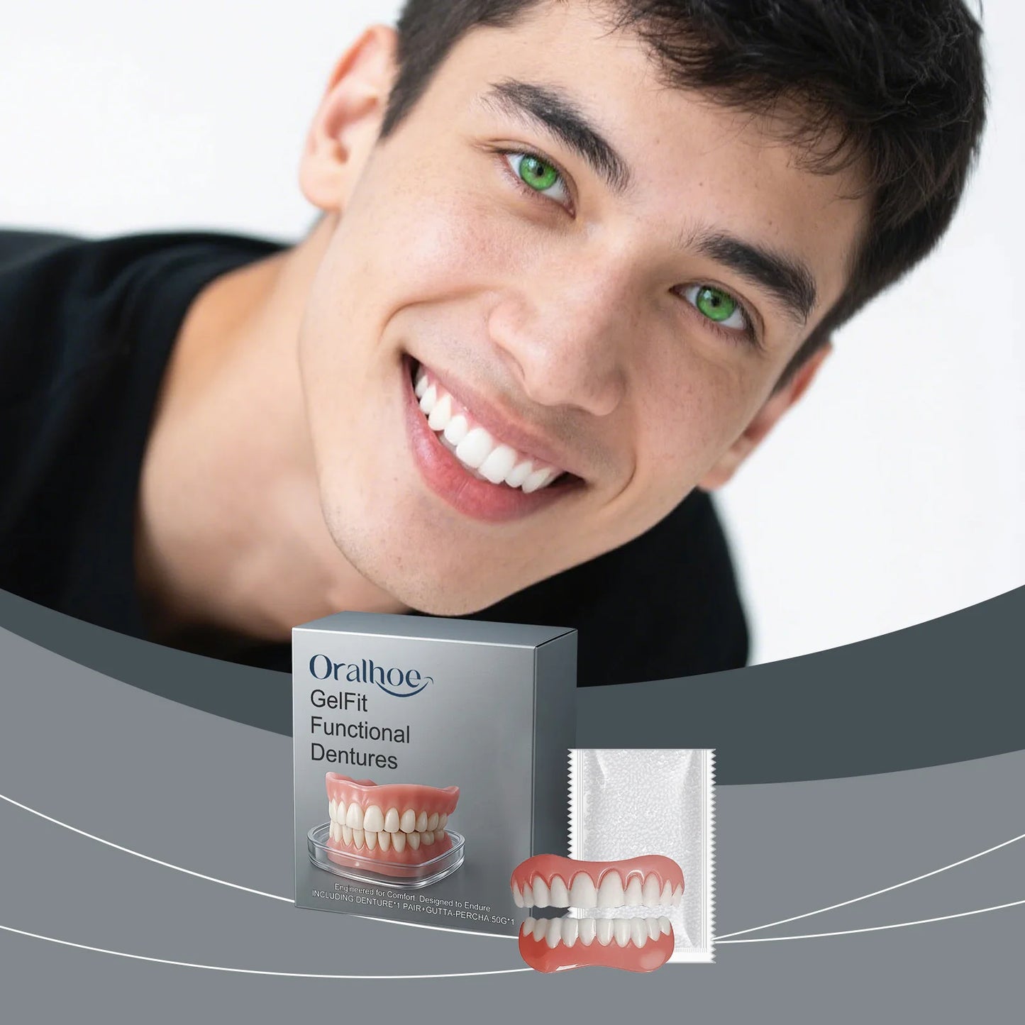 Silicone Veneer Teeth Kit | Fill Gaps Upper & Lower Denture Set
