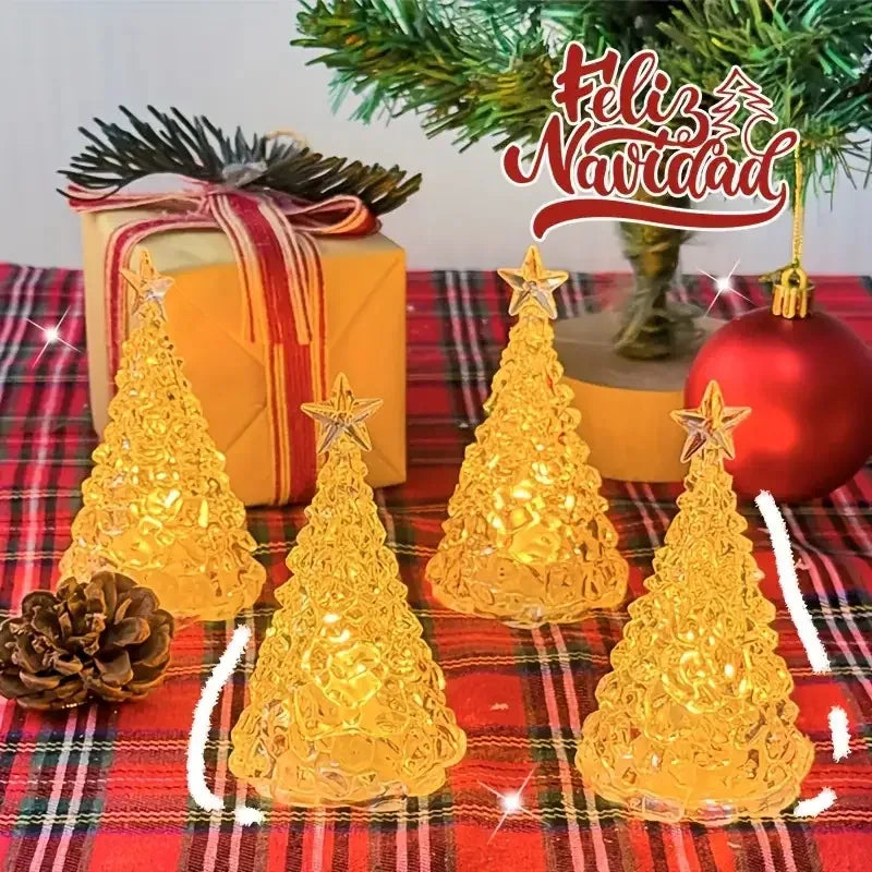 Crystal Christmas Tree Night Light | Battery Powered Star Design