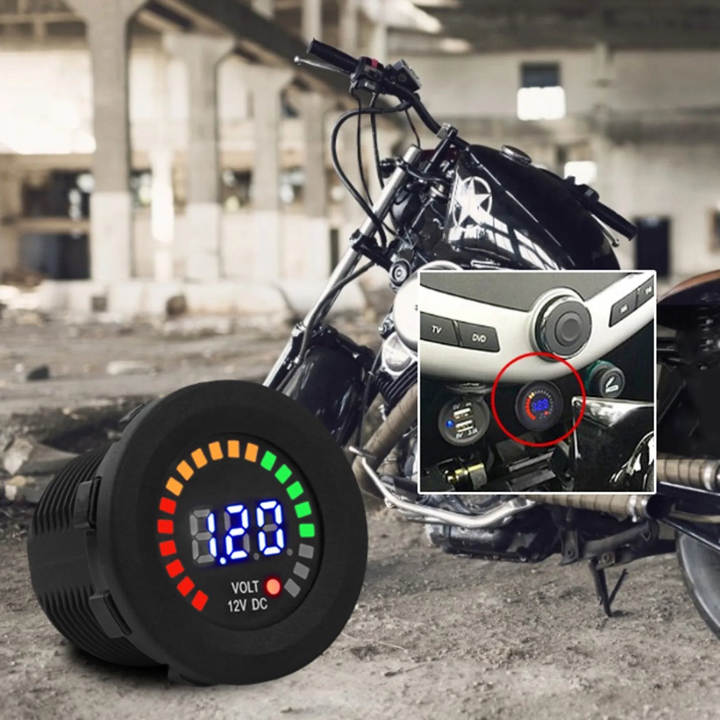 12V Waterproof LED Digital Voltmeter | Motorcycle & Car