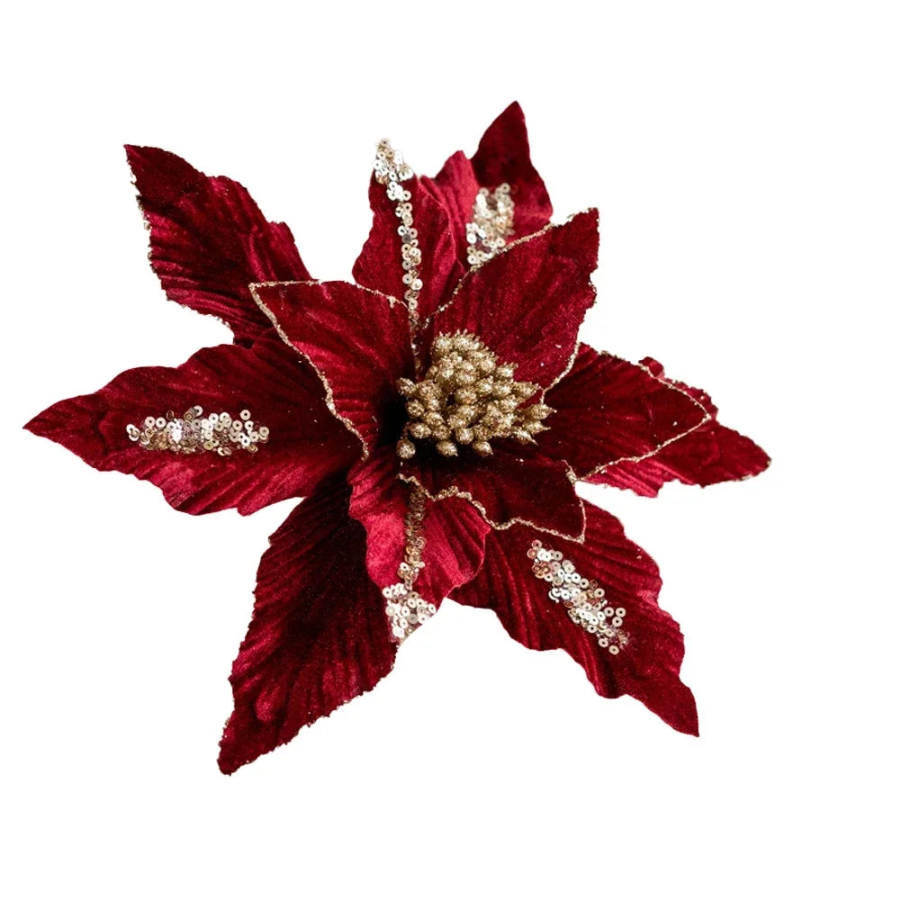 Artificial Christmas Flower Decoration – Layered Petals, 26cm