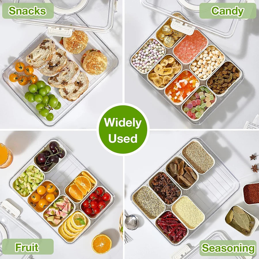 Divided Snack Box Container – 4 or 8 Grid Portable Food Storage & Salad Organizer