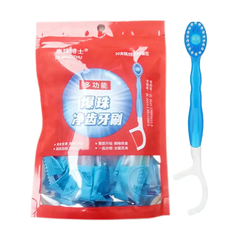 10Pcs Disposable Burst Bead Toothbrush Travel Set Peaceful Pleasures Health and Wellness A