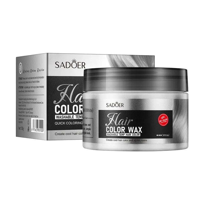 SADOER Hair Colour Wax Easy To Wash DIY Hairs Dyed Mud Long Lasting Dye for Eyebrow Beards Coloring Temporary Hair Cream Peaceful Pleasures Health and Wellness White