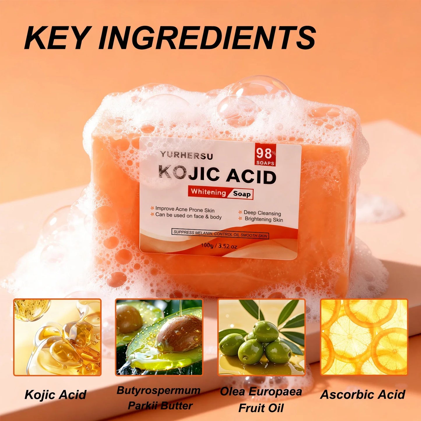 Kojic Acid Brightening Face Soap – Natural Moisturizing Cleanser