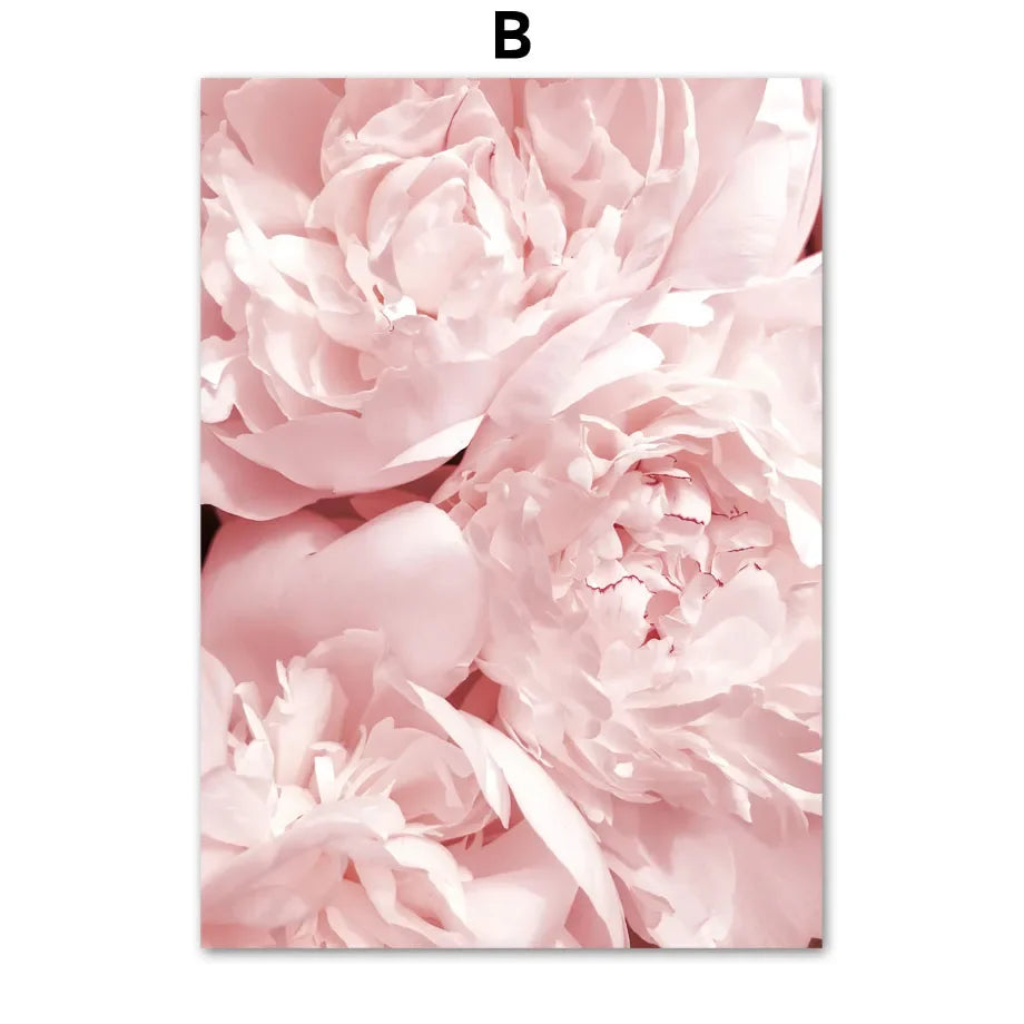 Pink Floral Nordic Canvas Wall Art Print | Cherry Blossom Décor