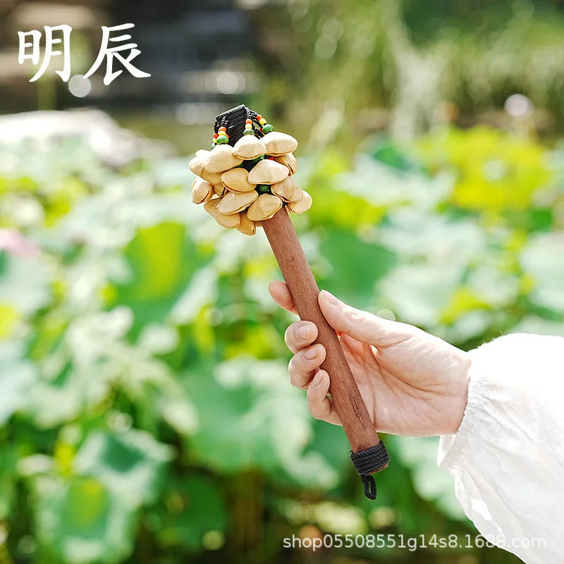 Wooden Handle Fruit Oleander Shell Bracelet Bell Dora Therapy Yoga