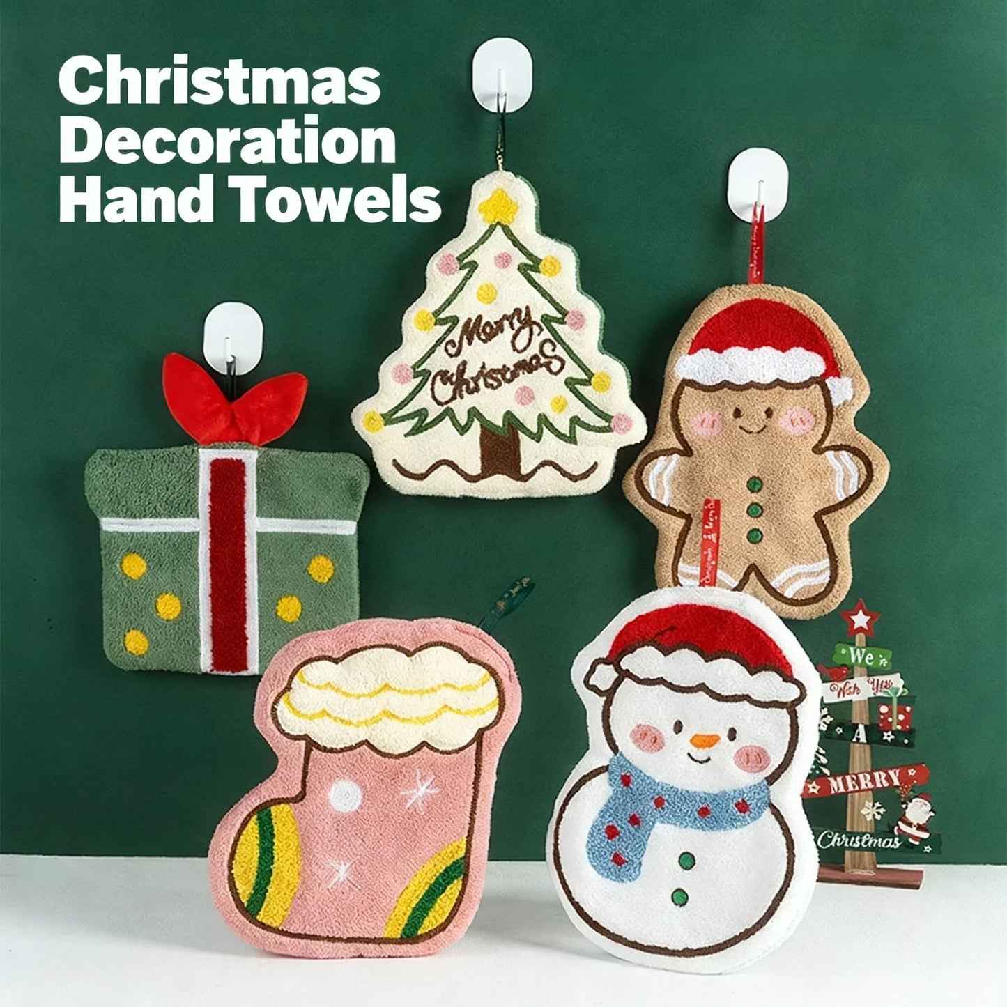 1pc Christmas hand towel, hanging household hand towel, kitchen and bathroom quick drying coral fleece Christmas towel Peaceful Pleasures Health and Wellness