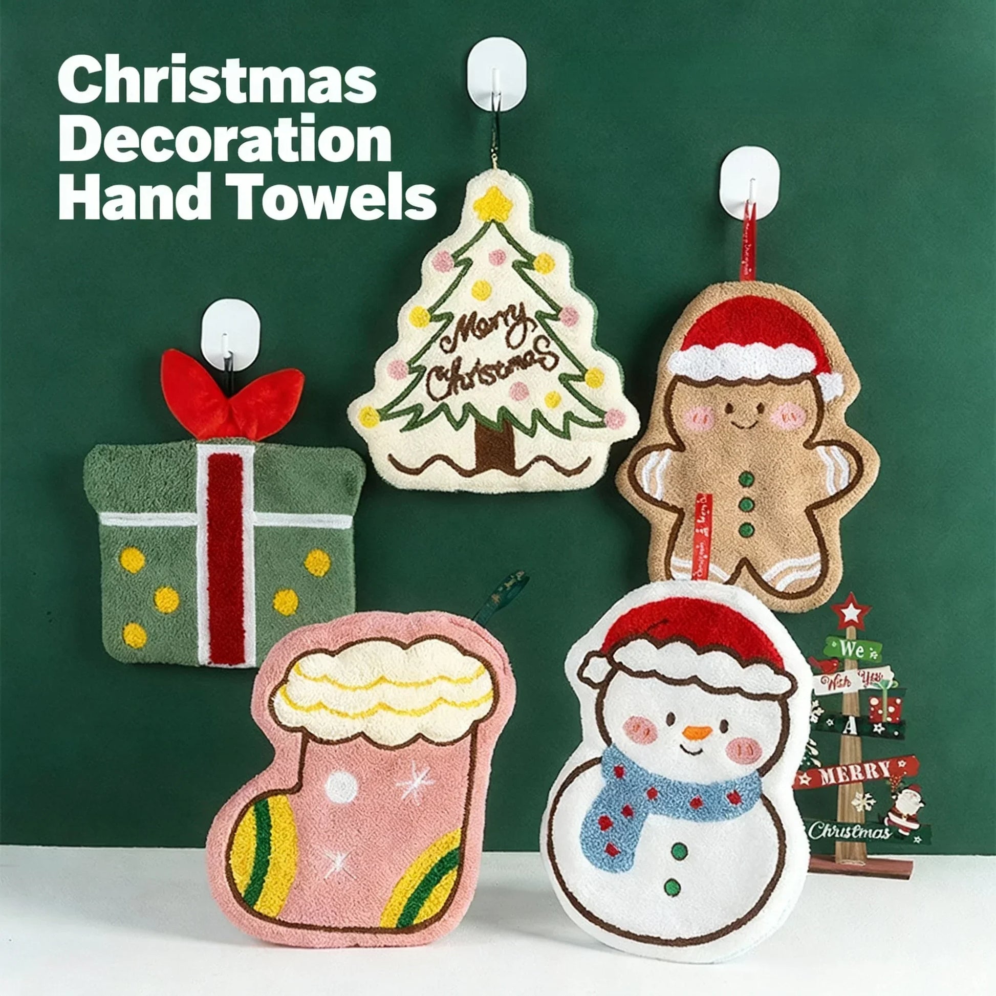 1pc Christmas hand towel, hanging household hand towel, kitchen and bathroom quick drying coral fleece Christmas towel Peaceful Pleasures Health and Wellness