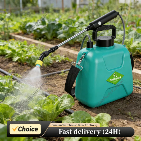 5L Battery Powered Sprayer with 3 Mist Nozzles Rechargeable Retractable Wand Garden Sprayer with Shoulder Strap for Gardening Peaceful Pleasures Health and Wellness