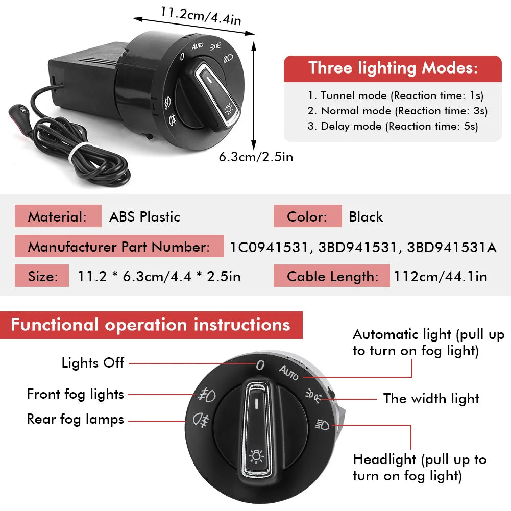 Auto Headlight Lamp Control Switch Light Sensor Module Fit VW Golf