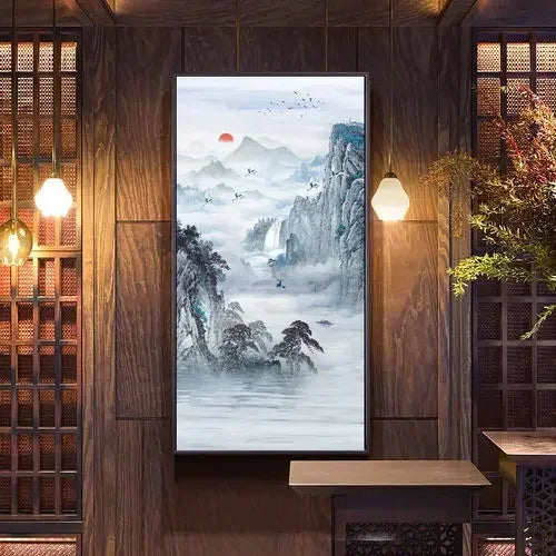 Home and Wanshi Xing Decorative Painting Landscape Mural Painting New Chinese Beginner Style Hanging Painting Home Decor Peaceful Pleasures Health and Wellness 9 40x80cm