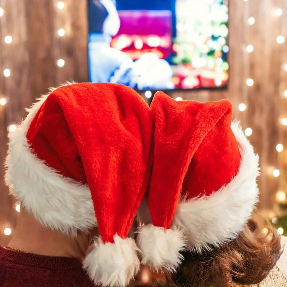 Plush Santa Hat for Adults & Kids – Adjustable Christmas Cap