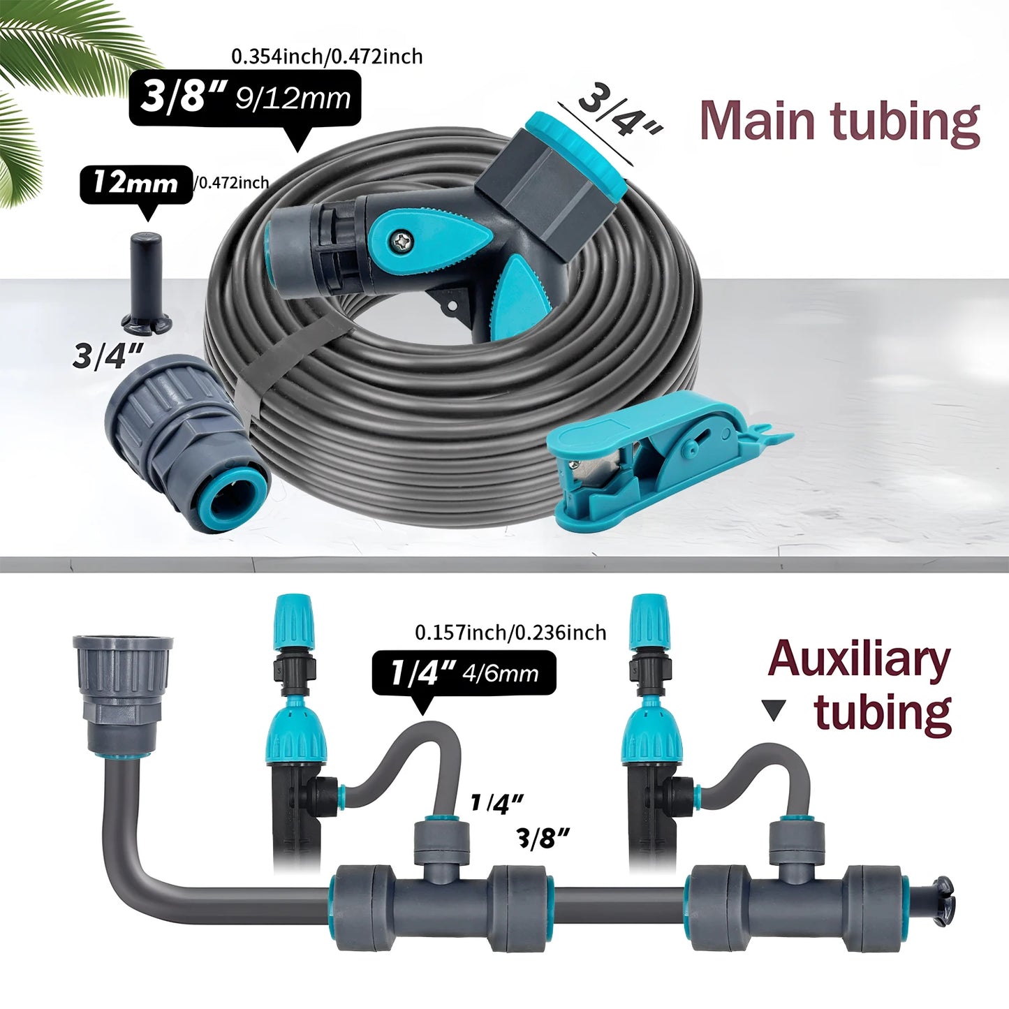 3/8" Garden Irrigation Watering System 12mm PE Hose 360° Adjustable 2-in-1 Misting Quick Connect Sprinkler Micro Dripper Sprayer Peaceful Pleasures Health and Wellness