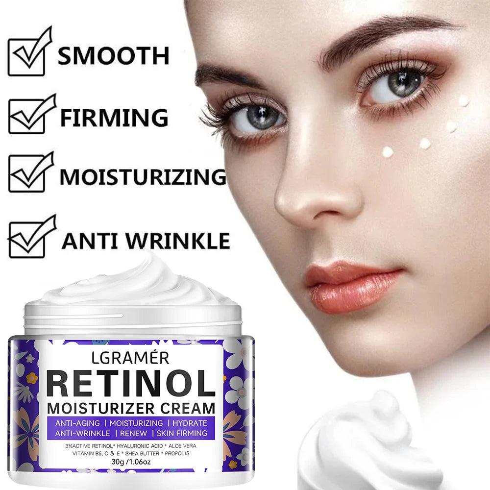 Retinol Moisturizing Face Cream Repairing Nourishing Brightening Skin Younger Facial Lifting Firming Smooth Wrinkles Skin Care Peaceful Pleasures Health and Wellness