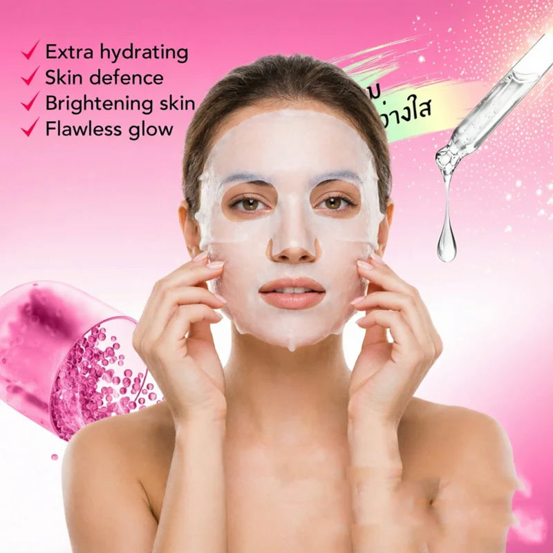 Multi Vitamin Brightening Facial Mask Facial Care Moisturizing and Tender Skin Easy to Absorb Daily Skincare 10 Pieces / Box Peaceful Pleasures Health and Wellness