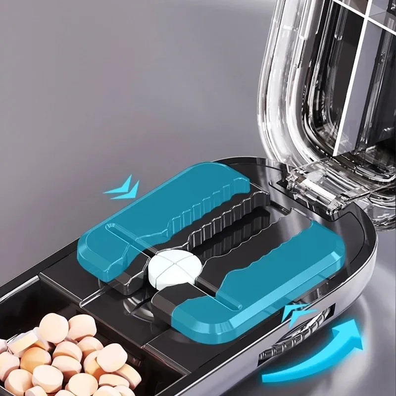 Multi- Functions Pill Cutter Portable Drug Tablet Storage Box 1/3, 2/1, 4/1 Pill Splitter Medicine Dustproof Divider Organizer Peaceful Pleasures Health and Wellness