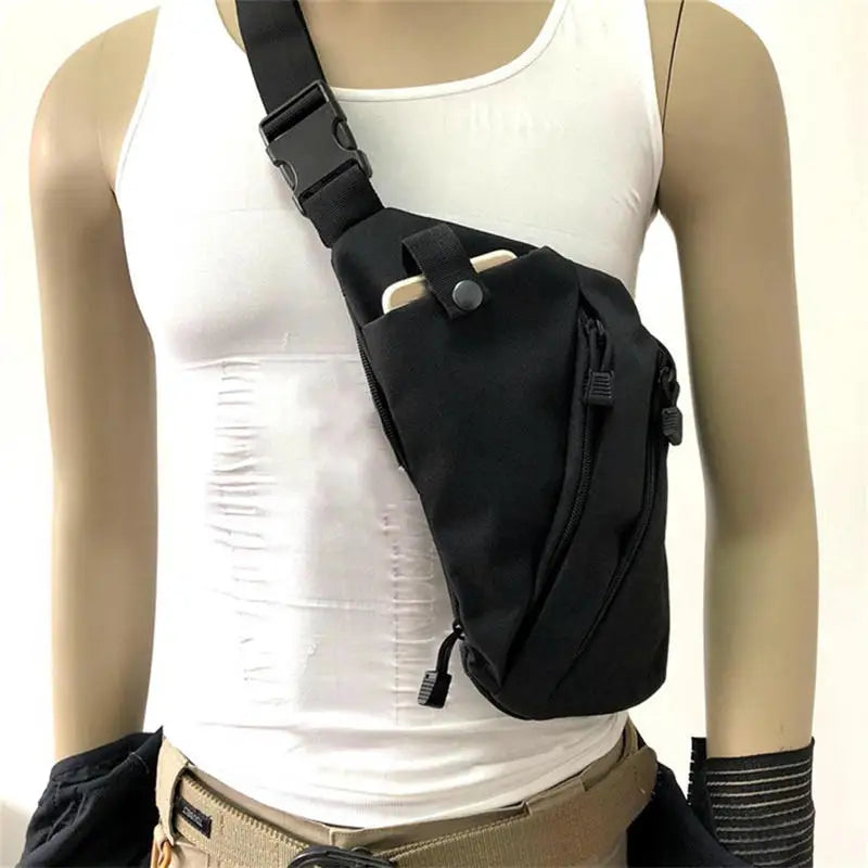 Outdoor Cycling Crossbody Bag Multi Functional Tactical Chest Bag Mountaineering Army Fans Chest Hanging Bag Men's Shoulder Bag Peaceful Pleasures Health and Wellness
