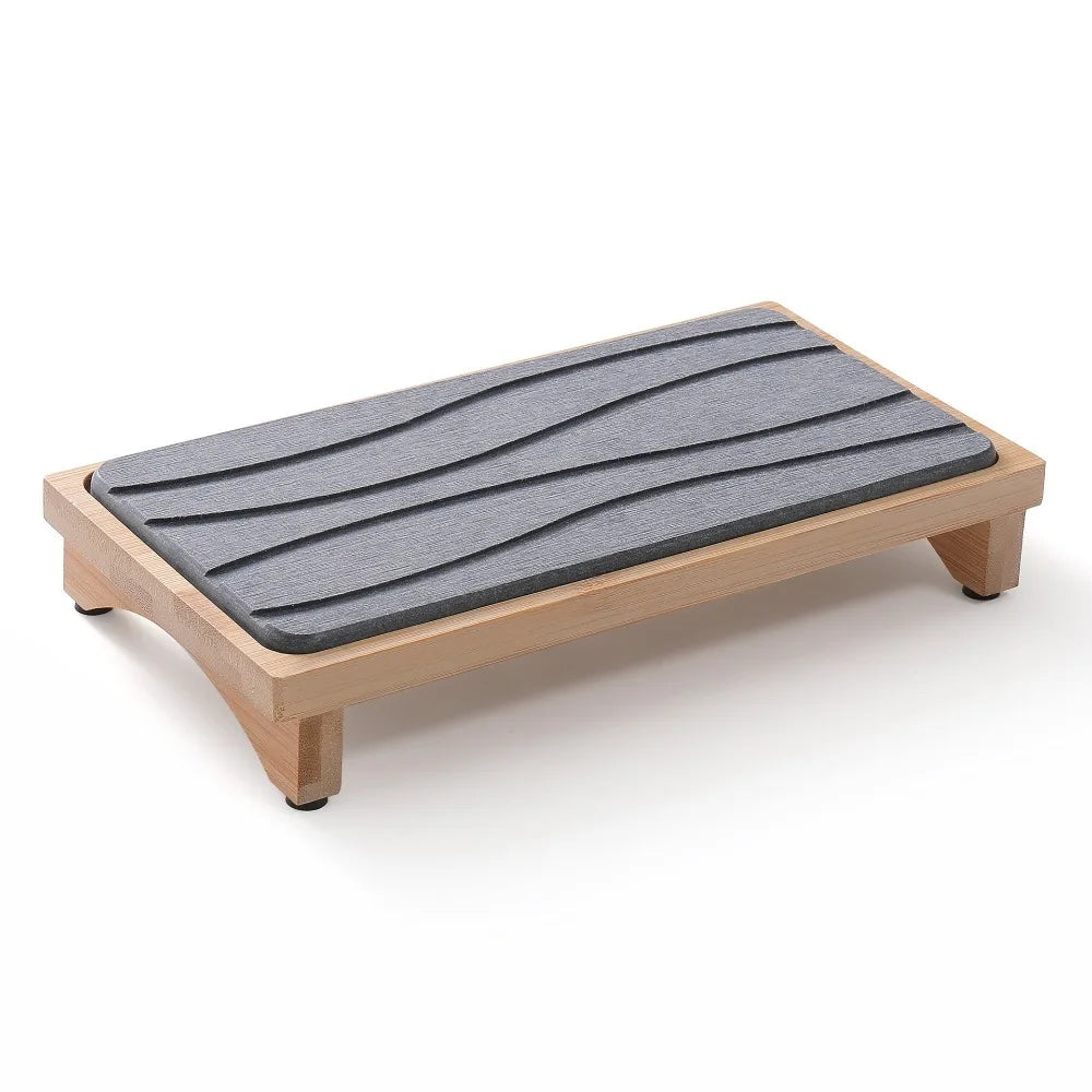 Diatomaceous Earth Drain Mat | Quick-Dry Stone Tray & Bamboo Rack