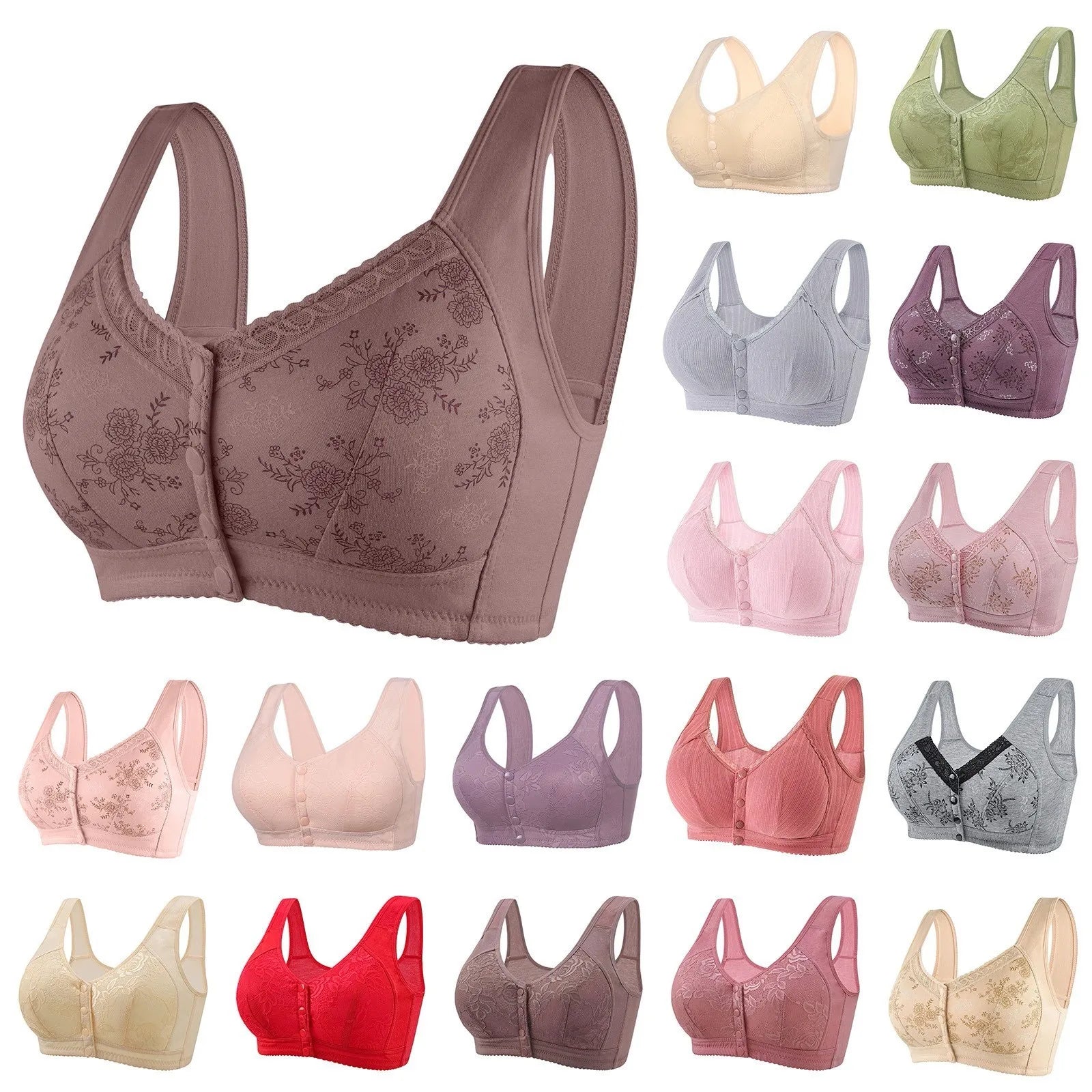 Mother Front Open Buckle Bra Underwear Brassiere Large Size Bra Without Steel Ring Thin Section Vest Type Mom breathable Brassie Peaceful Pleasures Health and Wellness