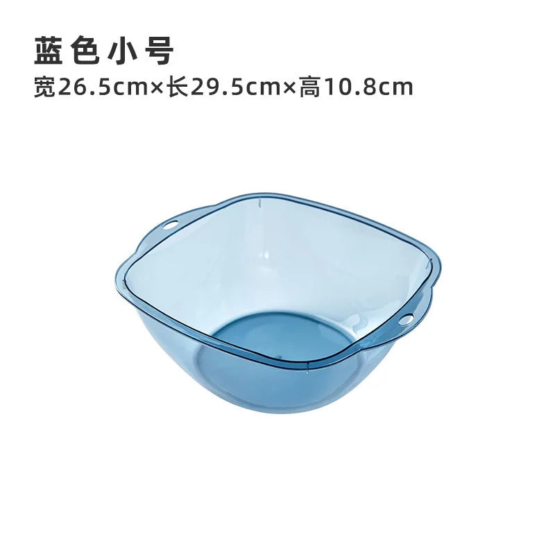 Washstand Transparent Thickened Washbasin Household Large Plastic Wash Basin Dormitory Student Washbasin Baby Foot Wash Basin Peaceful Pleasures Health and Wellness blue-S