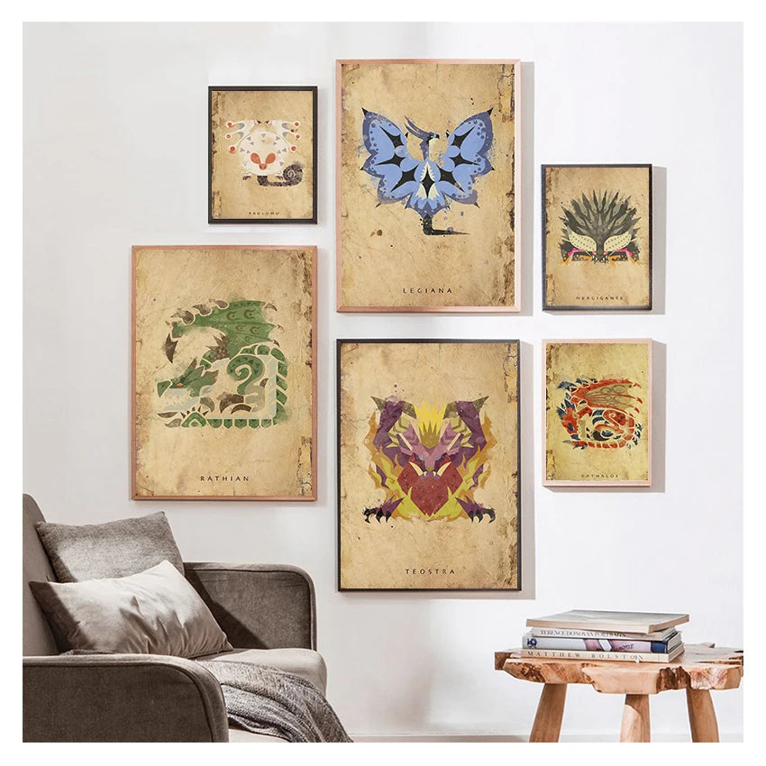 Monster Hunter Japanese Anime Canvas Wall Art Poster | Unframed