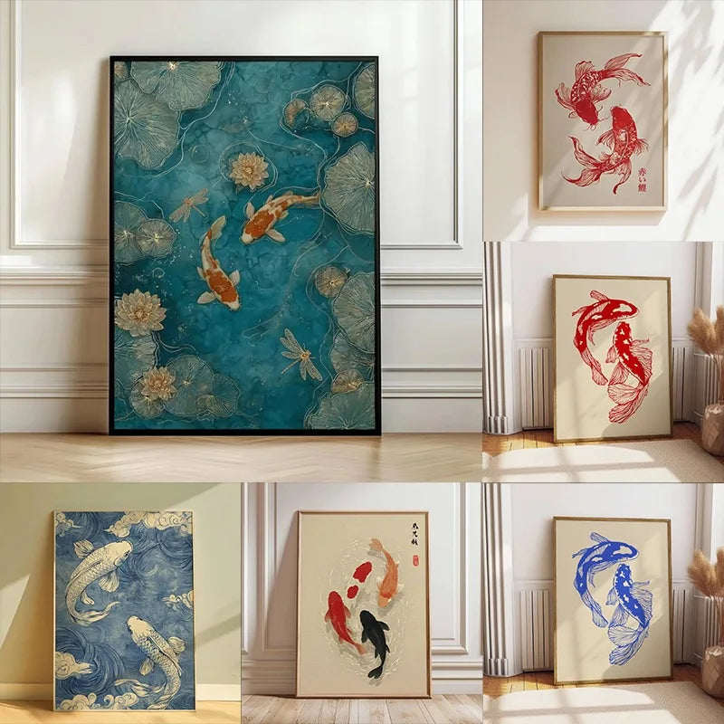 Japanese Red Koi Fish Canvas Print | Minimalist Wall Art
