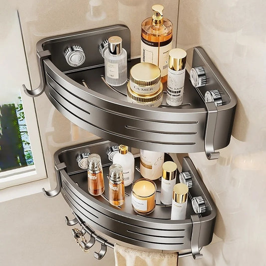 No-Drill Suction Cup Bathroom Corner Shelf Storage Rack Bathroom Corner Rack Peaceful Pleasures Health and Wellness
