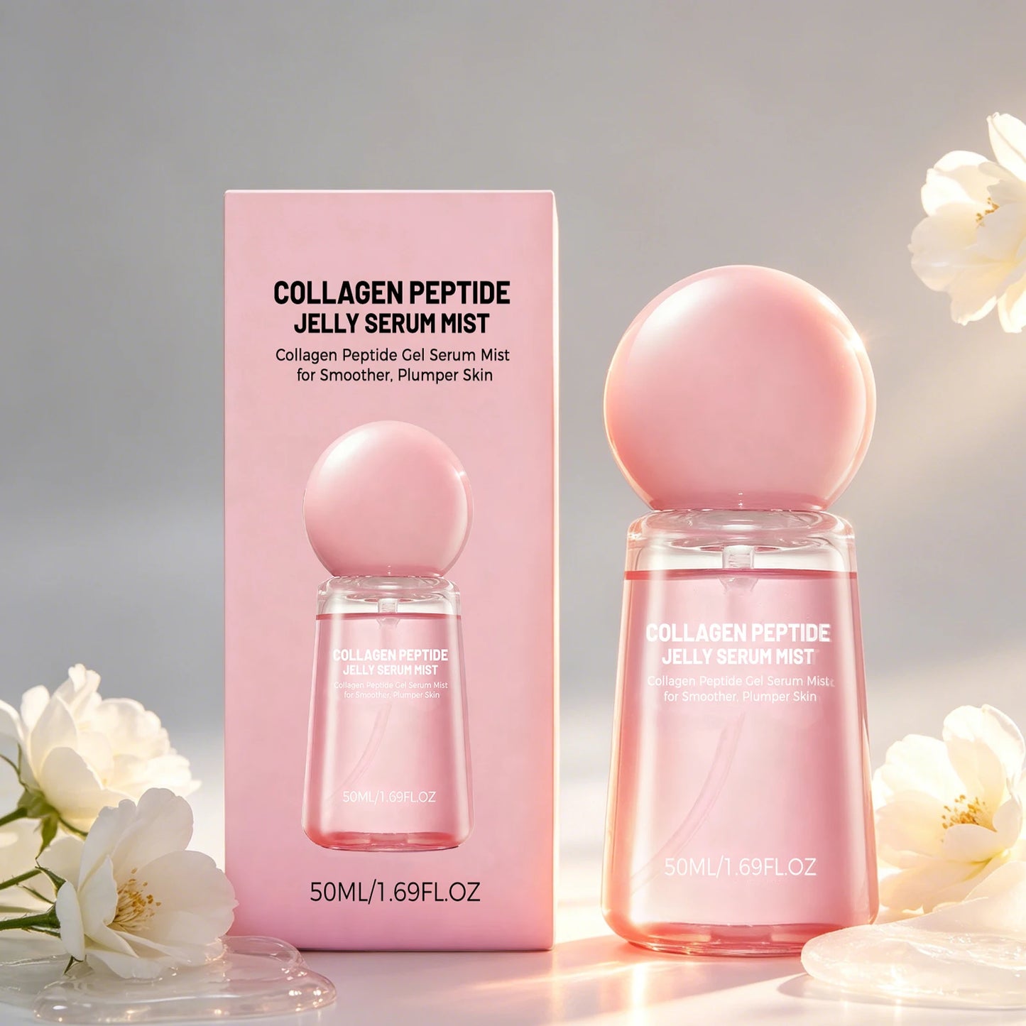 Collagen Peptides Jelly Serum Mist Brighten Skin Tone Smooth Dry Lines Hydrating Face Reduce Roughness Tighten Pores Face Spray Peaceful Pleasures Health and Wellness