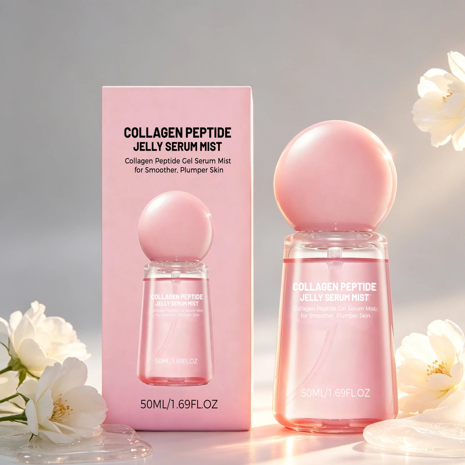 Collagen Peptides Jelly Serum Mist Brighten Skin Tone Smooth Dry Lines Hydrating Face Reduce Roughness Tighten Pores Face Spray Peaceful Pleasures Health and Wellness