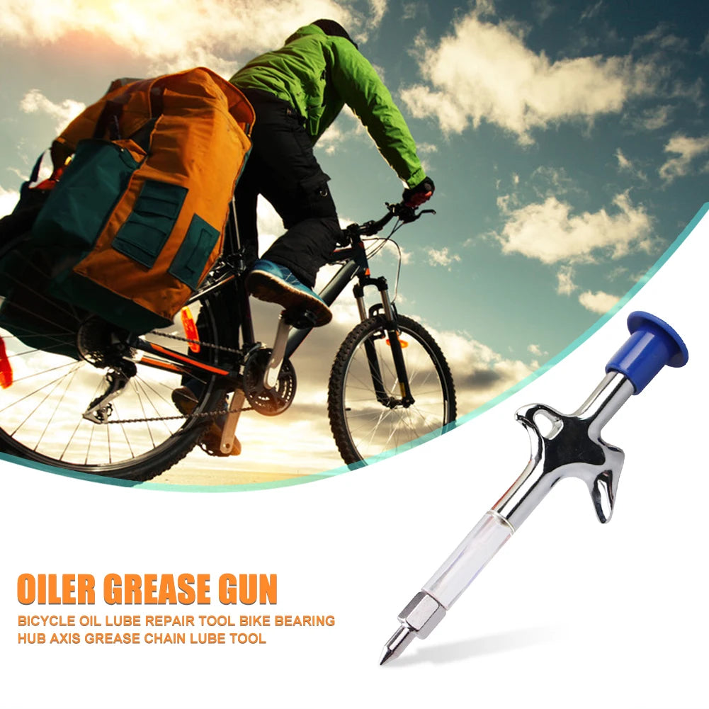 Bicycle Aluminum Grease Gun Aluminum Alloy MTB Bike Ball Bearing Hub Grease Syringe Bicycle Oil Lubricant Cycling Repair Tool Peaceful Pleasures Health and Wellness