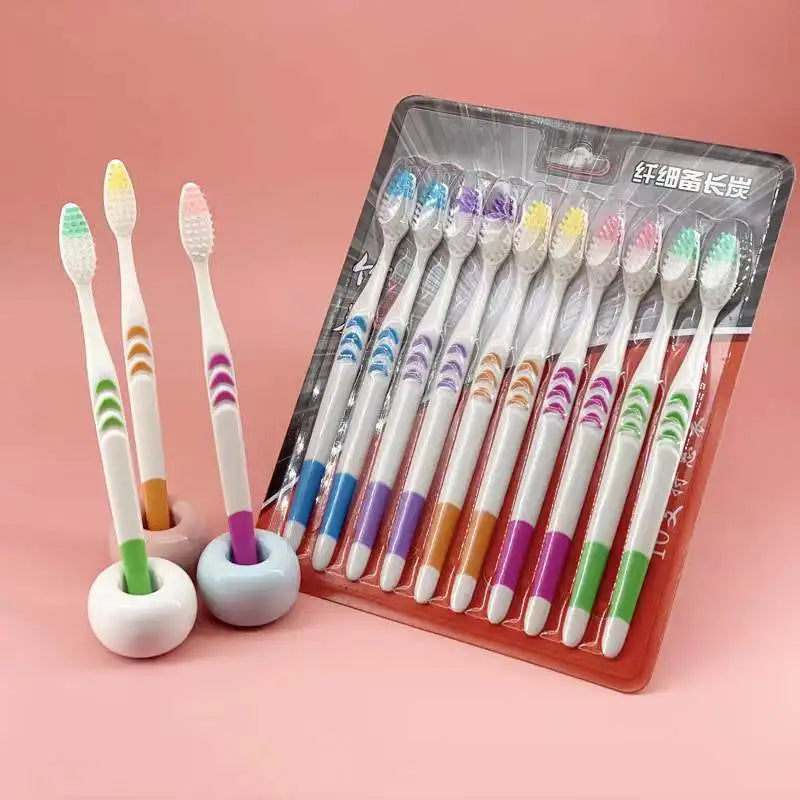 10pcs Double Ultra Soft Toothbrush, Bamboo Charcoal NanoToothbrushes, Dental Personal Teeth Brush Support Adult Toothbrush Peaceful Pleasures Health and Wellness 10pcs1set
