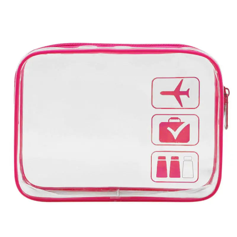 Transparent PVC Makeup Bag for Women Large Capacity Waterproof Handless Travel Toilet Bag Portable Storage Peaceful Pleasures Health and Wellness rose red